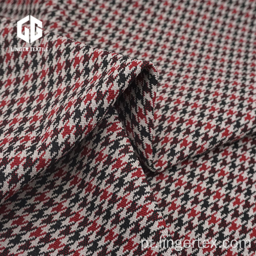 Tela do jacquard do poliéster Houndstooth com elastano